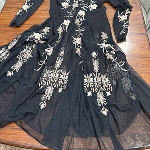 Johnny Was Black Gown with Long Bishop Sleeves for Any Occasion